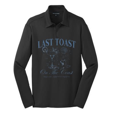 Last Toast On The Coast Bachelorette Party Beach Bridal Silk Touch Performance Long Sleeve Polo