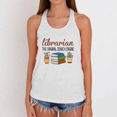 Librarian The Orginal Search Engine Reading Books Gift Cute Reading Women's Knotted Racerback Tank