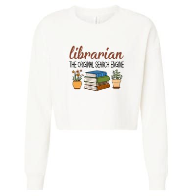 Librarian The Orginal Search Engine Reading Books Gift Cute Reading Cropped Pullover Crew