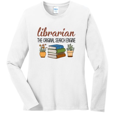 Librarian The Orginal Search Engine Reading Books Gift Cute Reading Ladies Long Sleeve Shirt