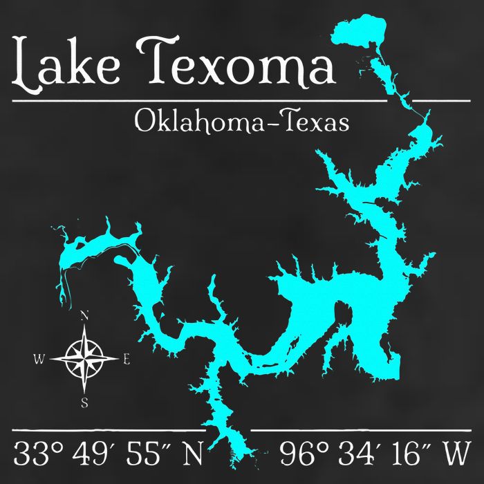 Lake Texoma Oklahoma Texas 7 Panel Mesh Trucker Snapback Hat