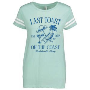 Last Toast On The Coast Est 2024 Beach Bachelorette Party Enza Ladies Jersey Football T-Shirt