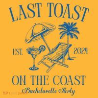 Last Toast On The Coast Est 2024 Beach Bachelorette Party Pom Pom 12in Knit Beanie