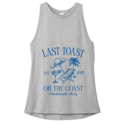 Last Toast On The Coast Est 2024 Beach Bachelorette Party Ladies PosiCharge Tri-Blend Wicking Tank