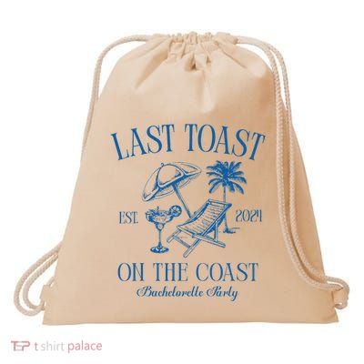 Last Toast On The Coast Est 2024 Beach Bachelorette Party Drawstring Bag