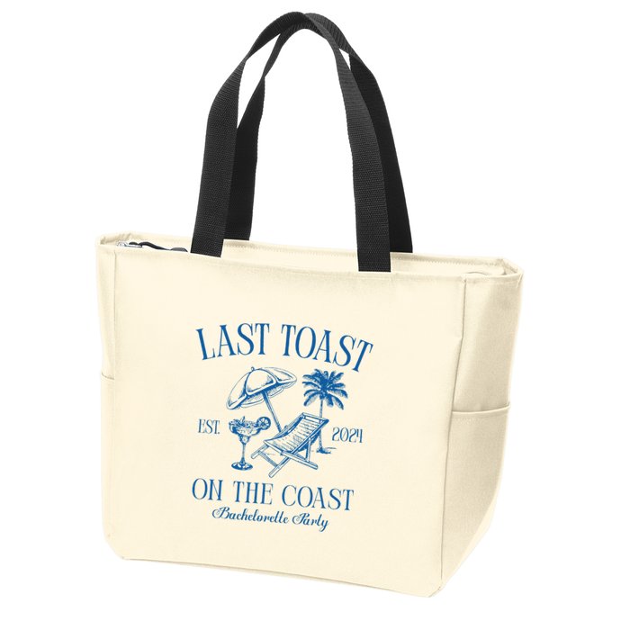 Last Toast On The Coast Est 2024 Beach Bachelorette Party Zip Tote Bag