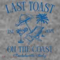 Last Toast On The Coast Est 2024 Beach Bachelorette Party 7-Panel Snapback Hat