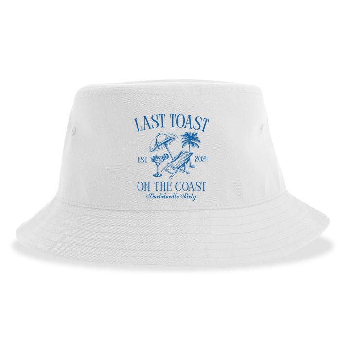 Last Toast On The Coast Est 2024 Beach Bachelorette Party Sustainable Bucket Hat