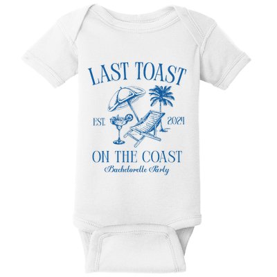 Last Toast On The Coast Est 2024 Beach Bachelorette Party Baby Bodysuit