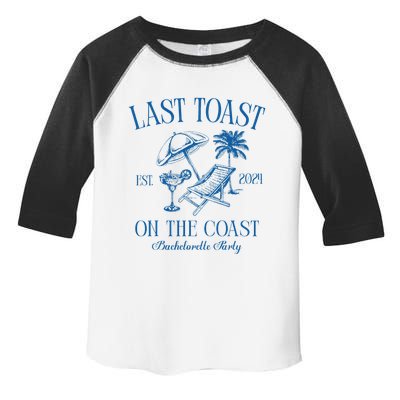 Last Toast On The Coast Est 2024 Beach Bachelorette Party Toddler Fine Jersey T-Shirt