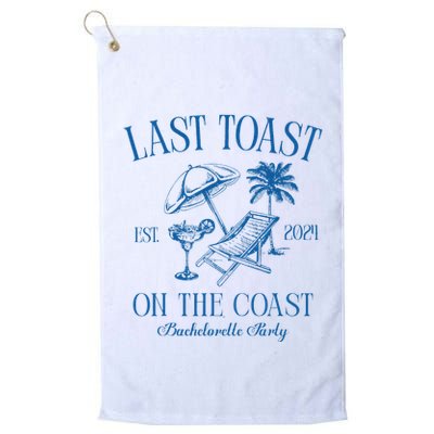 Last Toast On The Coast Est 2024 Beach Bachelorette Party Golf Towel