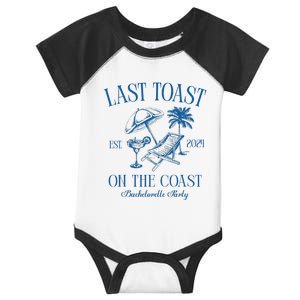 Last Toast On The Coast Est 2024 Beach Bachelorette Party Infant Baby Jersey Bodysuit