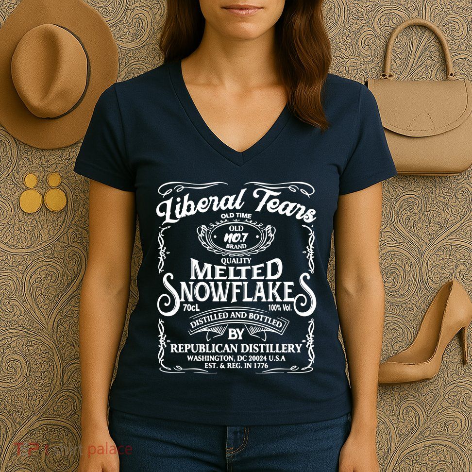 Liberal Tears Old Time Melted Snowflake Mashup Women's V-Neck T-Shirt