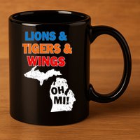 Lions Tigers Wings Oh Mi 11oz C Handle Ceramic Mug