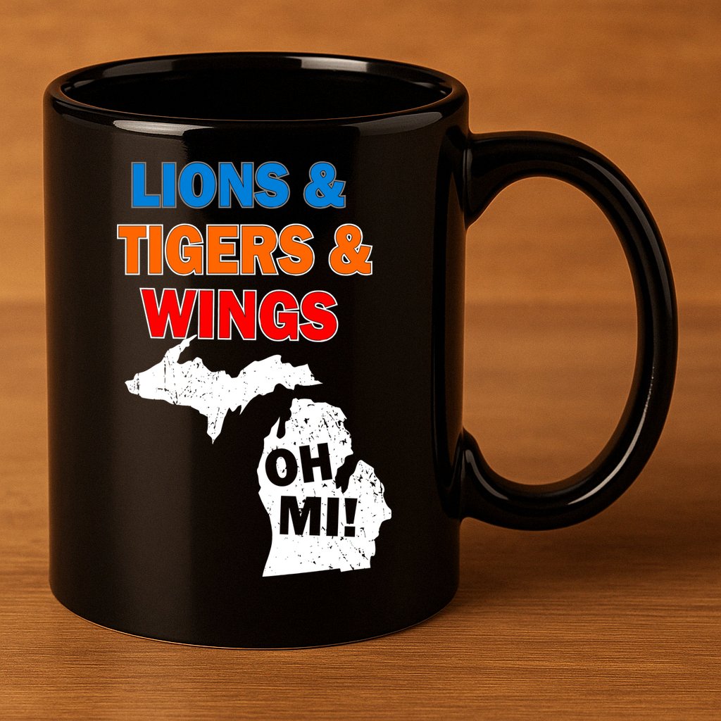 Lions Tigers Wings Oh Mi 11oz C Handle Ceramic Mug