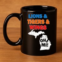 Lions Tigers Wings Oh Mi 11oz C Handle Ceramic Mug