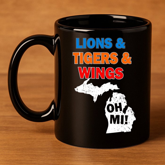 Lions Tigers Wings Oh Mi 11oz C Handle Ceramic Mug