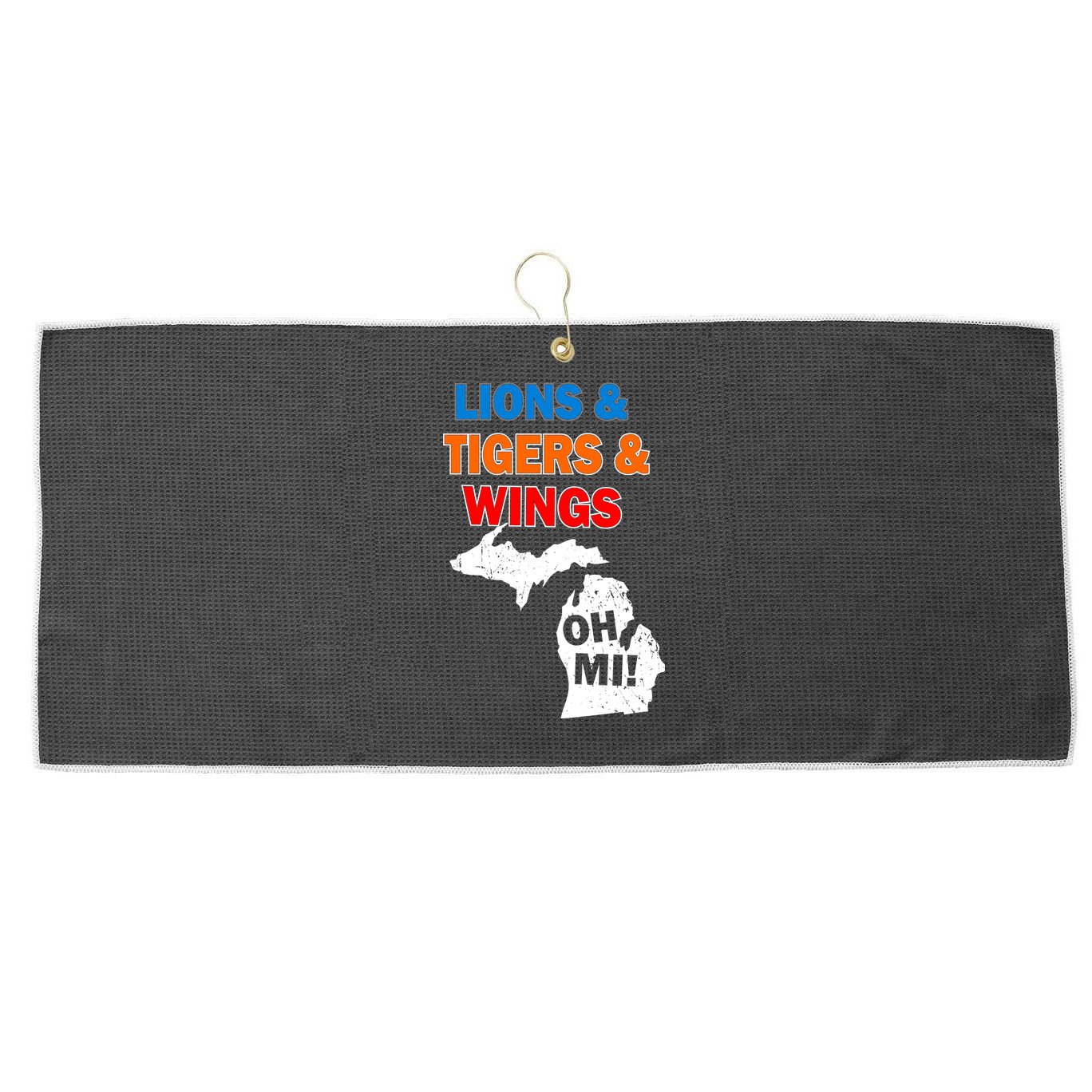 Lions Tigers Wings Oh Mi Large Microfiber Waffle Golf Towel