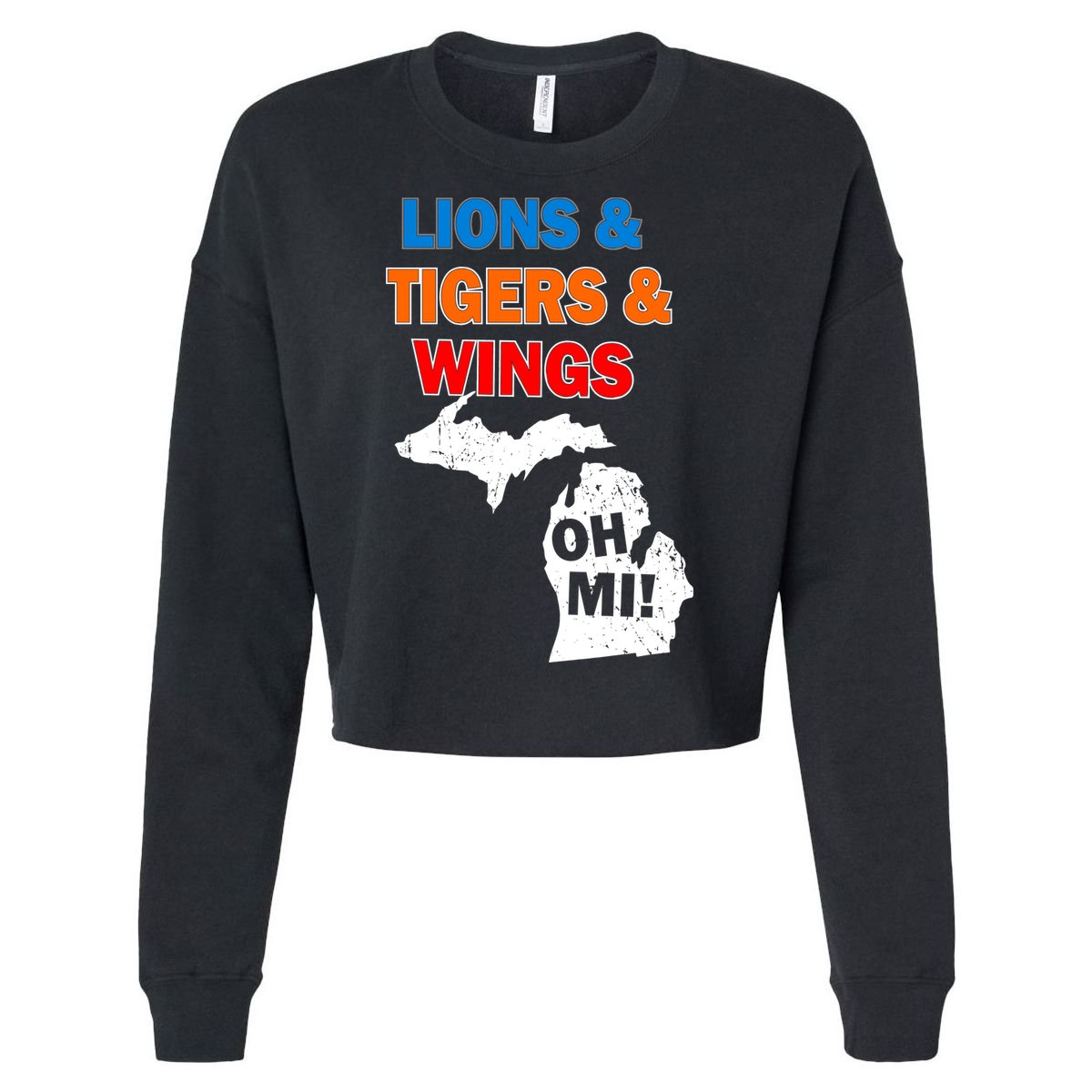 Lions Tigers Wings Oh Mi Cropped Pullover Crew