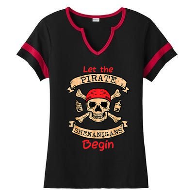 Let The Pirate Shenanigans Begin - Crossbones Freebooter Ladies Halftime Notch Neck Tee