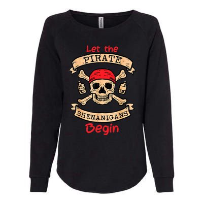 Let The Pirate Shenanigans Begin - Crossbones Freebooter Womens California Wash Sweatshirt