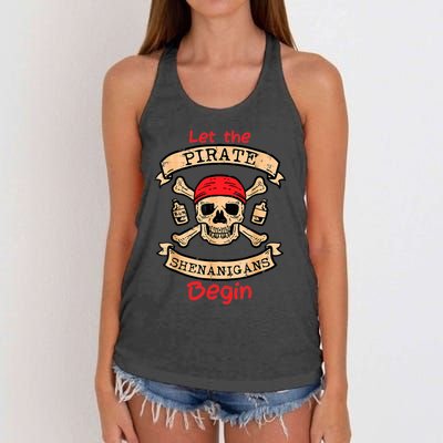 Let The Pirate Shenanigans Begin - Crossbones Freebooter Women's Knotted Racerback Tank