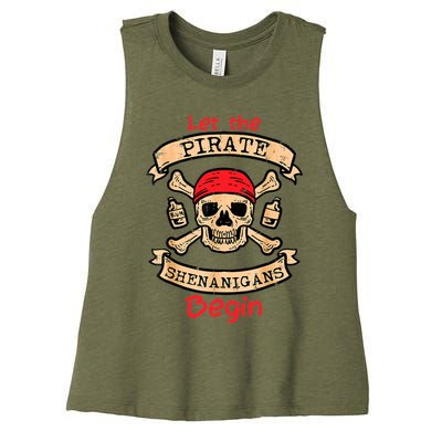 Let The Pirate Shenanigans Begin - Crossbones Freebooter Women's Racerback Cropped Tank