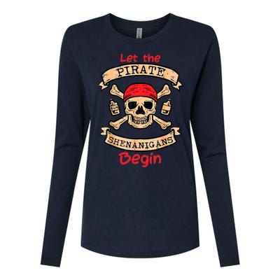 Let The Pirate Shenanigans Begin - Crossbones Freebooter Womens Cotton Relaxed Long Sleeve T-Shirt