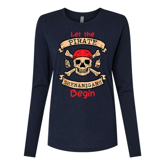 Let The Pirate Shenanigans Begin - Crossbones Freebooter Womens Cotton Relaxed Long Sleeve T-Shirt