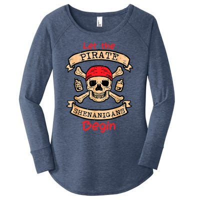 Let The Pirate Shenanigans Begin - Crossbones Freebooter Women's Perfect Tri Tunic Long Sleeve Shirt