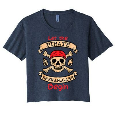 Let The Pirate Shenanigans Begin - Crossbones Freebooter Women's Crop Top Tee