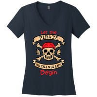 Let The Pirate Shenanigans Begin - Crossbones Freebooter Women's V-Neck T-Shirt