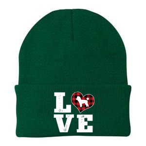 Love Toy Poodle Dog Lover Funny Gift Buffalo Plaid Valentines Day Gift Knit Cap Winter Beanie