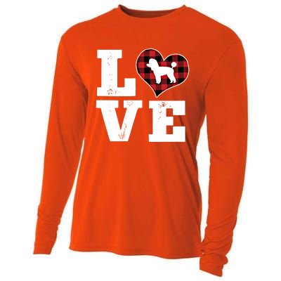 Love Toy Poodle Dog Lover Funny Gift Buffalo Plaid Valentines Day Gift Cooling Performance Long Sleeve Crew