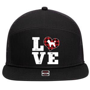 Love Toy Poodle Dog Lover Funny Gift Buffalo Plaid Valentines Day Gift 7 Panel Mesh Trucker Snapback Hat