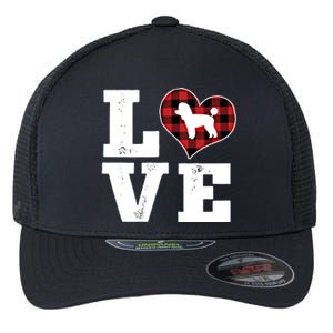 Love Toy Poodle Dog Lover Funny Gift Buffalo Plaid Valentines Day Gift Flexfit Unipanel Trucker Cap