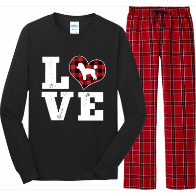 Love Toy Poodle Dog Lover Funny Gift Buffalo Plaid Valentines Day Gift Long Sleeve Pajama Set