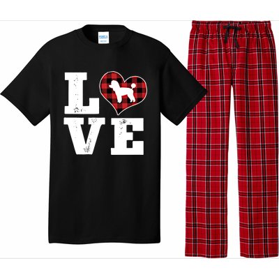 Love Toy Poodle Dog Lover Funny Gift Buffalo Plaid Valentines Day Gift Pajama Set