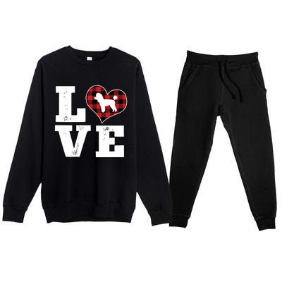 Love Toy Poodle Dog Lover Funny Gift Buffalo Plaid Valentines Day Gift Premium Crewneck Sweatsuit Set