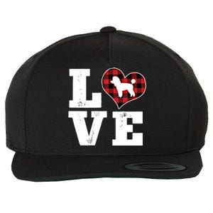 Love Toy Poodle Dog Lover Funny Gift Buffalo Plaid Valentines Day Gift Wool Snapback Cap