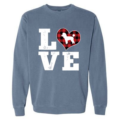 Love Toy Poodle Dog Lover Funny Gift Buffalo Plaid Valentines Day Gift Garment-Dyed Sweatshirt