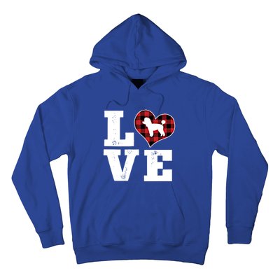 Love Toy Poodle Dog Lover Funny Gift Buffalo Plaid Valentines Day Gift Hoodie