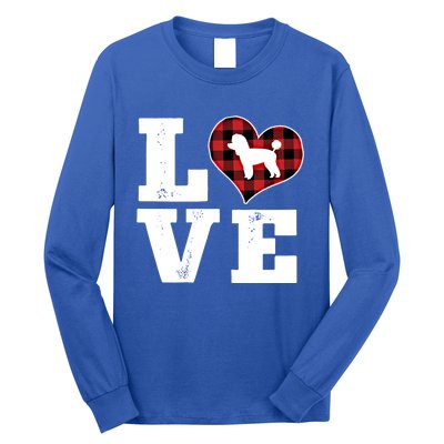 Love Toy Poodle Dog Lover Funny Gift Buffalo Plaid Valentines Day Gift Long Sleeve Shirt