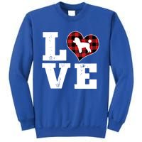 Love Toy Poodle Dog Lover Funny Gift Buffalo Plaid Valentines Day Gift Sweatshirt