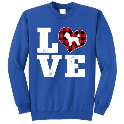 Love Toy Poodle Dog Lover Funny Gift Buffalo Plaid Valentines Day Gift Sweatshirt