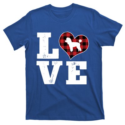 Love Toy Poodle Dog Lover Funny Gift Buffalo Plaid Valentines Day Gift T-Shirt