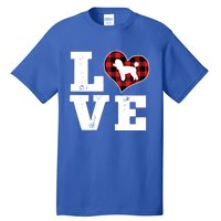 Love Toy Poodle Dog Lover Funny Gift Buffalo Plaid Valentines Day Gift Tall T-Shirt