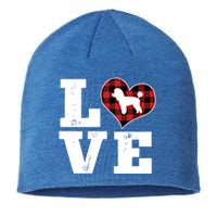 Love Toy Poodle Dog Lover Funny Gift Buffalo Plaid Valentines Day Gift Sustainable Beanie