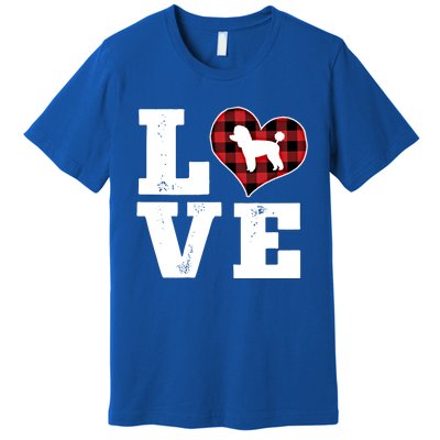 Love Toy Poodle Dog Lover Funny Gift Buffalo Plaid Valentines Day Gift Premium T-Shirt