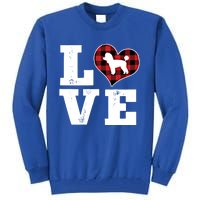 Love Toy Poodle Dog Lover Funny Gift Buffalo Plaid Valentines Day Gift Tall Sweatshirt